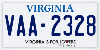 VA license plate VAA2328