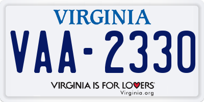 VA license plate VAA2330