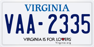 VA license plate VAA2335