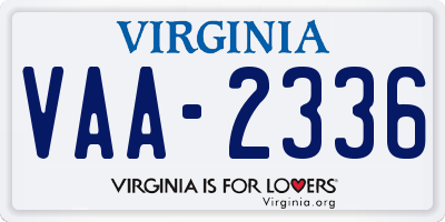 VA license plate VAA2336