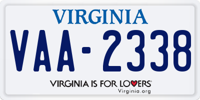 VA license plate VAA2338