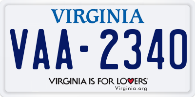 VA license plate VAA2340