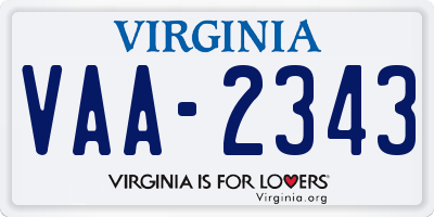 VA license plate VAA2343