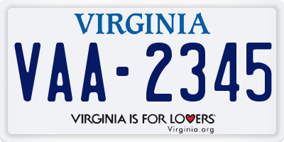 VA license plate VAA2345