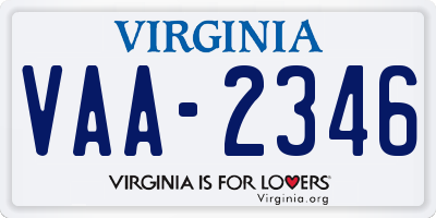 VA license plate VAA2346