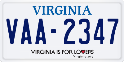 VA license plate VAA2347