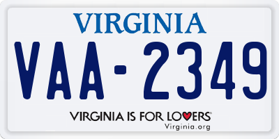 VA license plate VAA2349