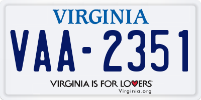 VA license plate VAA2351