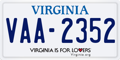 VA license plate VAA2352