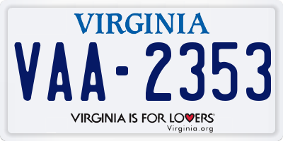 VA license plate VAA2353