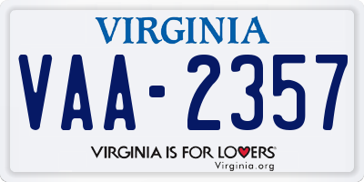 VA license plate VAA2357