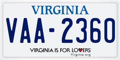 VA license plate VAA2360