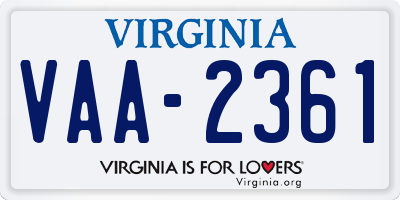 VA license plate VAA2361