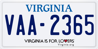 VA license plate VAA2365