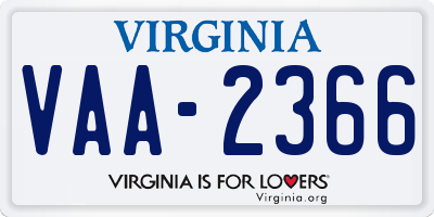 VA license plate VAA2366