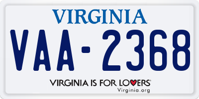 VA license plate VAA2368
