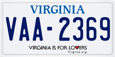 VA license plate VAA2369