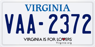 VA license plate VAA2372