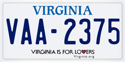 VA license plate VAA2375