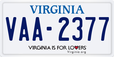 VA license plate VAA2377