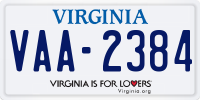 VA license plate VAA2384