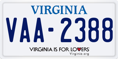 VA license plate VAA2388