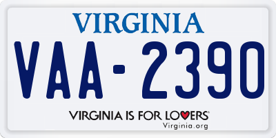 VA license plate VAA2390