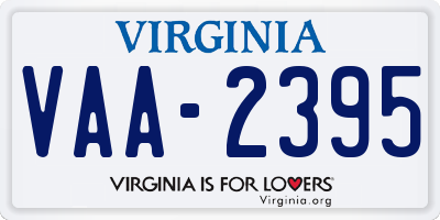 VA license plate VAA2395