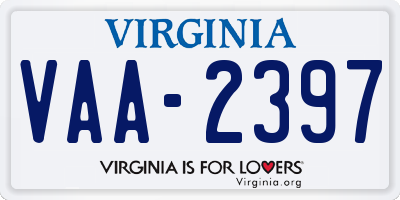 VA license plate VAA2397