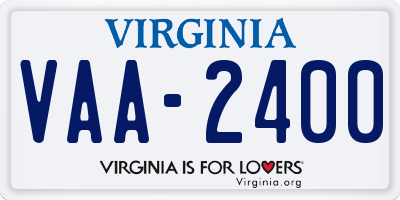 VA license plate VAA2400