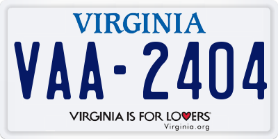 VA license plate VAA2404