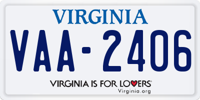 VA license plate VAA2406