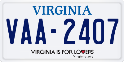 VA license plate VAA2407