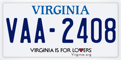 VA license plate VAA2408