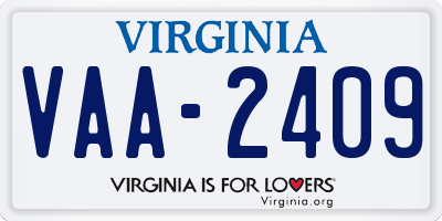 VA license plate VAA2409