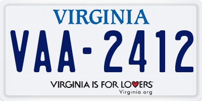 VA license plate VAA2412