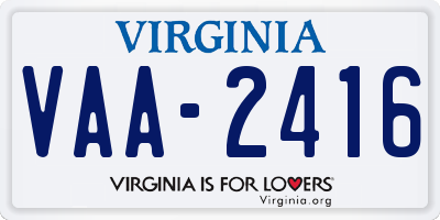 VA license plate VAA2416