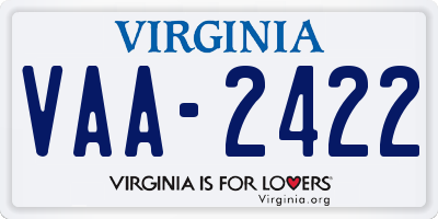 VA license plate VAA2422