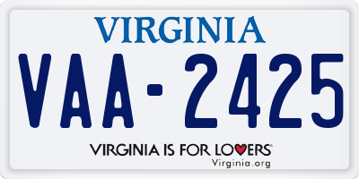 VA license plate VAA2425