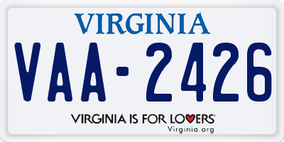 VA license plate VAA2426