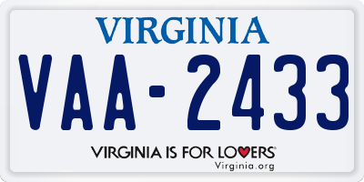 VA license plate VAA2433