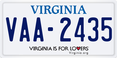 VA license plate VAA2435
