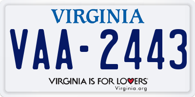 VA license plate VAA2443