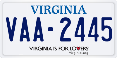 VA license plate VAA2445