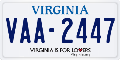 VA license plate VAA2447