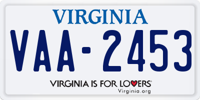 VA license plate VAA2453