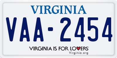 VA license plate VAA2454