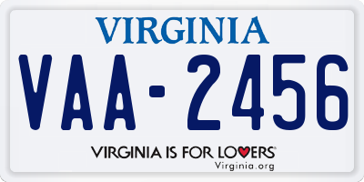 VA license plate VAA2456