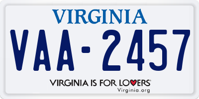 VA license plate VAA2457