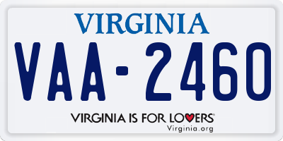 VA license plate VAA2460